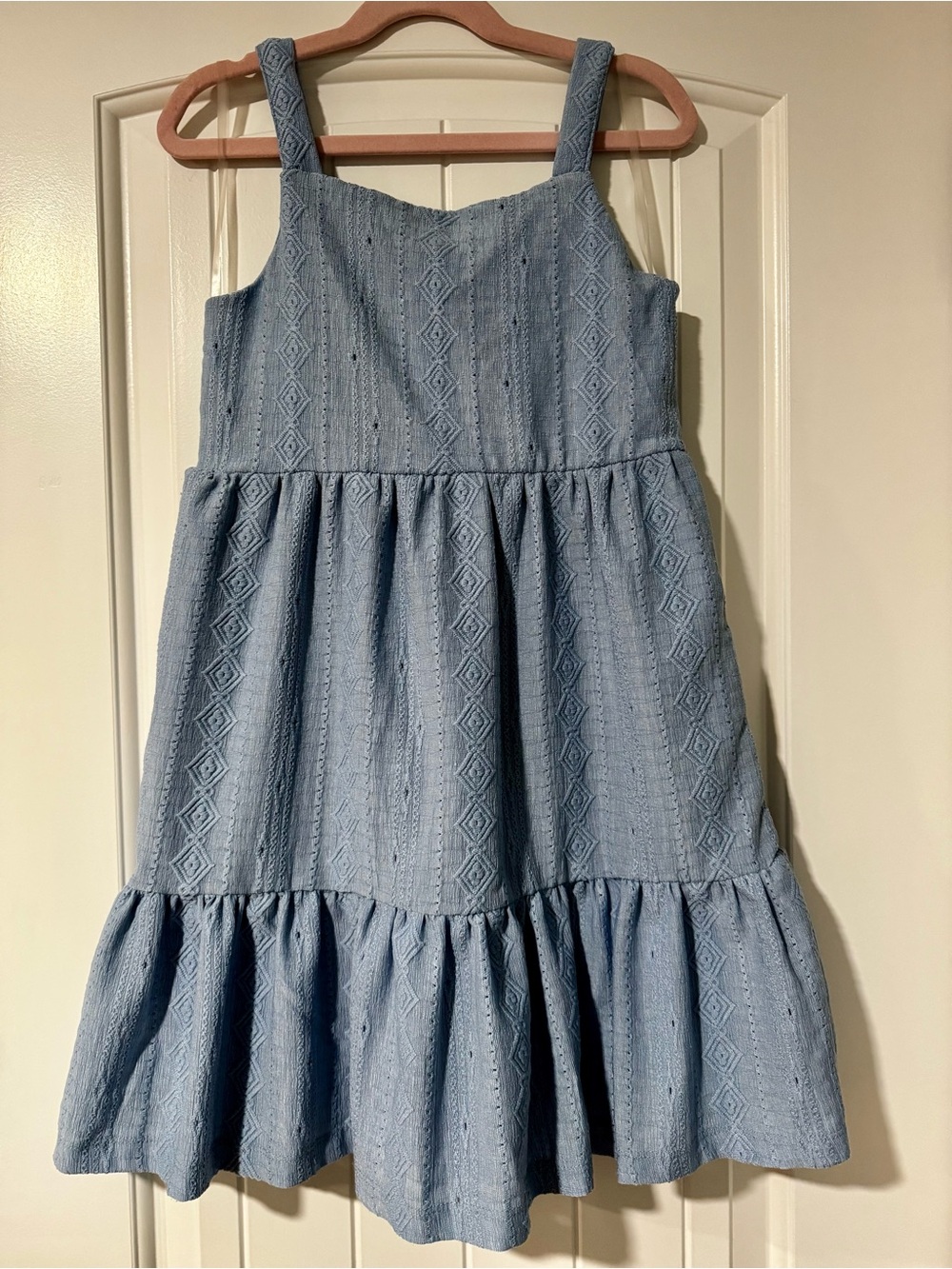 Btween Brand Girls' Light Blue Eyelet Sundress - EC - Size 10